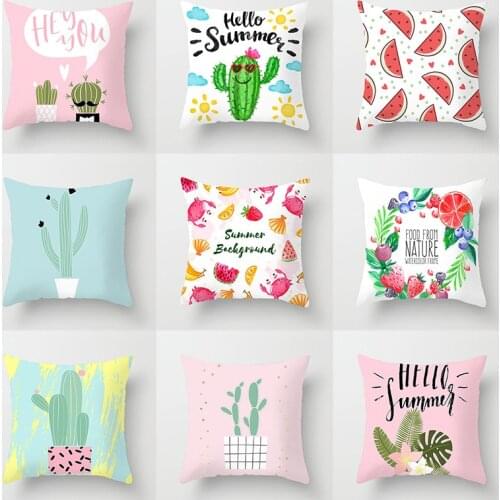 Small fresh style green plants fruit watermelon lemon art pillowcase home decoration sofa cushion cover