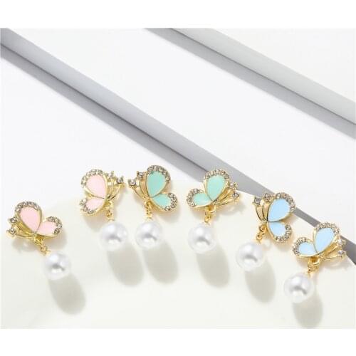 Sweet Girl Earrings 2020 Korean Fashion New Earrings Temperament Wild Tide Fairy Pearl Fresh Butterfly Earrings For Girlfriend