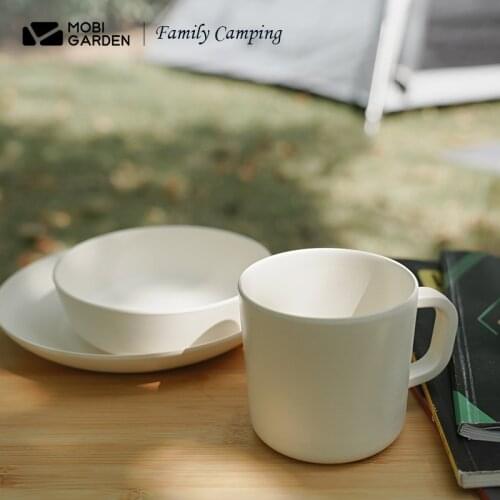 Mobi Garden Camping Bamboo Tableware 125g-160g Ultralight Bowl /Cup/Plate Solid Color Kitchenware Travel Picnic Accessories