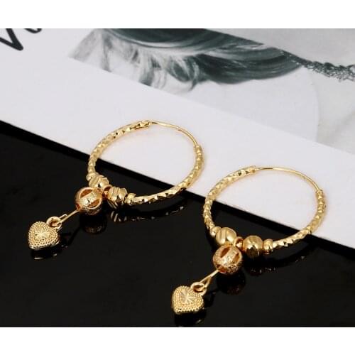 Trendy Ball Earrings for Women Girls Bead with Heart Round Ethiopian Africa Arabia Jewelry
