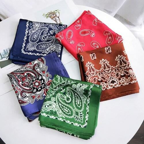 Fashion Flower Print Square Bandana Head Wrapped Scarf Neck Mask Dress Accessories Imitation Silk Scarves Trendy For Ladies