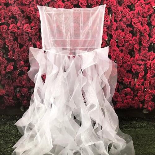 New Design Lovely 100 pcs/lot Cruly Ruffule Chiavari Chair Cap/ Chair Hood/Chair Cover for Wedding Decoration