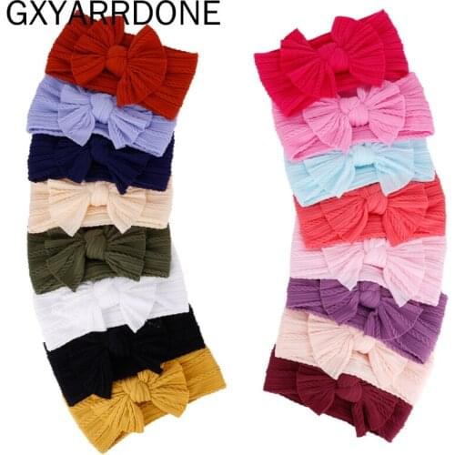 24pcs/lot Solid Color Baby Headband Girls Twisted Knotted Nylon Elastic Hair Band Hair Accessories Headband Baby Girl Headbands