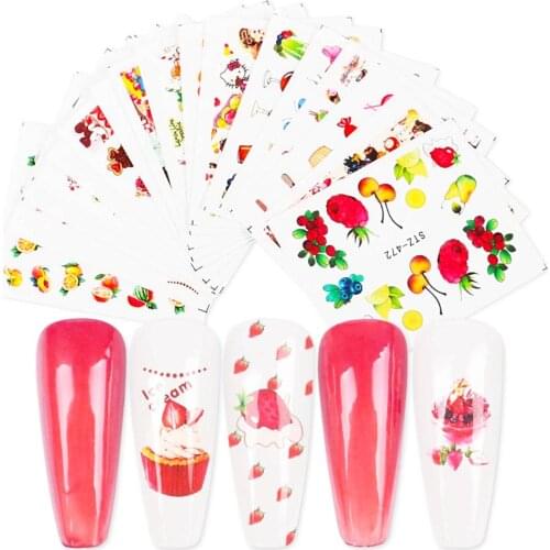 30Designs Flower/Fruit/Flower Series Nail Water Decals Tranfer Sticker Nail Art Decoration