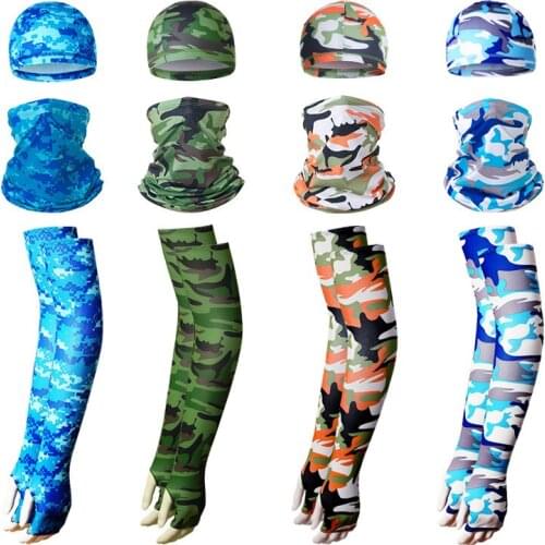 Outdoor sunscreen bicycle helmet lining, riding cap ice silk scarf scarf mid-length sleeves