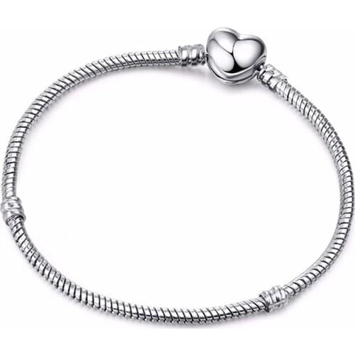 Love heart clip charms fit original European bracelet women bangle beads for jewelry making base snake chain pulsera accessories