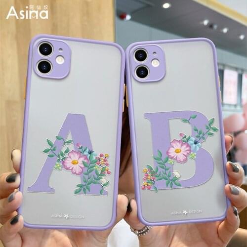 ASINA Transparent Phone Cases For iPhone 11 Pro Max Hard PC Cartoon Shells For iPhone 12 Pro Mini Coque Capa Initial Letter