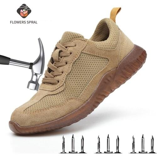 Labor Insurance Shoes Mens Anti-Smashing Anti-Puncture Protection Safety Work Shoes Mens Summer Breathable Deodorant Non-Slip