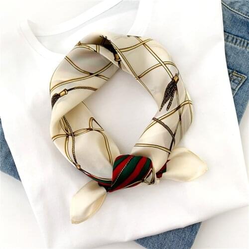 Luxury Scarf Women Real Silk Soft Female Neckerchief Hair Scarves Banana Design Print Foulard Bag Tie 2021 Spring New