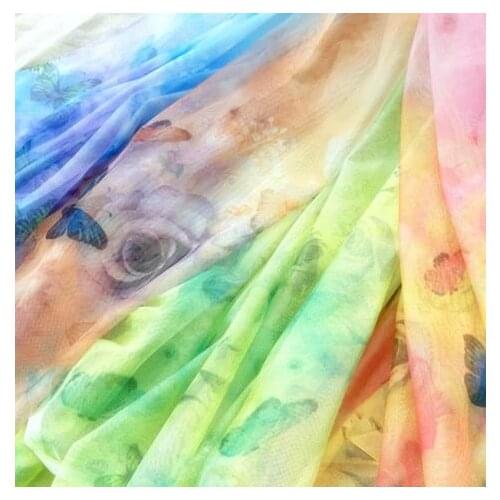 150cm*100cm mesh printing flower soft gauze material fabric decor costume clothing diy fabric skirt wedding part dress fabric