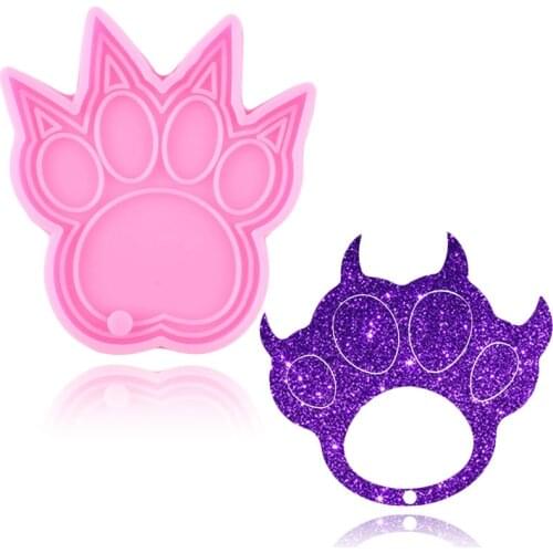 Disney Shiny Defense Dog Paw Silicone Keychain Mold Necklace Jewelry Making Epoxy Resin Molds Candy Chocolate Fondant Moulds