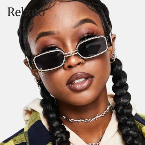 Brand Rectangular Small Sunglasses Women Luxury Crystal Fashion Square Vintage Female Sunglasses Classic Mens glasses UV400