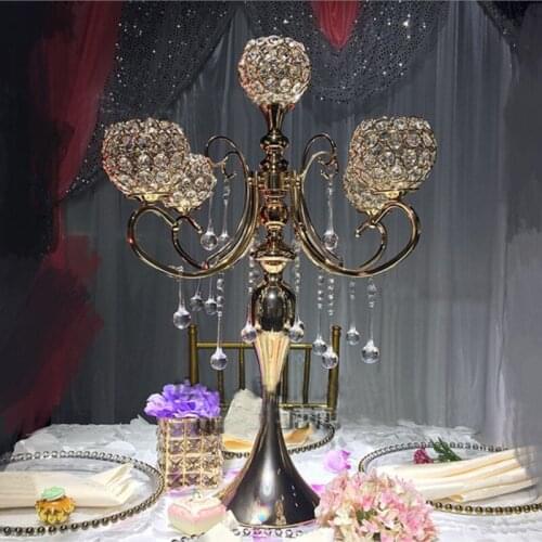 Wedding Crystal Centerpiece Table 5 arms Candelabra candle holder candelabrum with crystal drops
