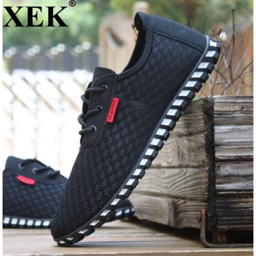 XEK Spring/Summer Men Shoes Breathable Mens Shoes Casual Fashio Low Lace-up Canvas Shoes Flats ZLL48