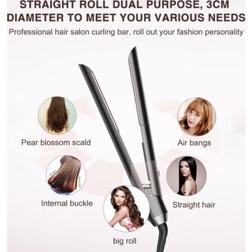 2 in 1 Hair Straightener Curling Electric Hair Straightening Flat Iron Tool Multifunctional Home Hair Straightener Styling Tool