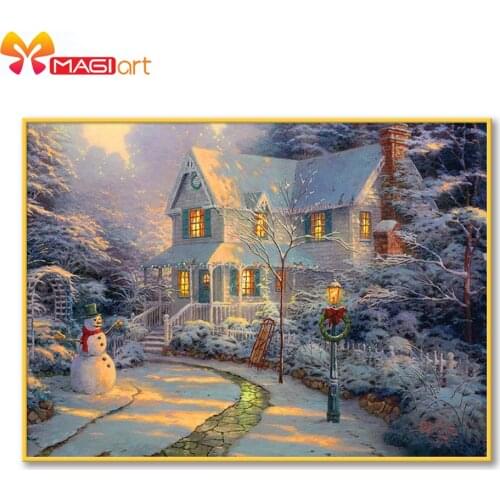 Cross stitch kits Embroidery needlework sets 11CT water soluble canvas patterns 14CT Full Merry Christmas Town NCMC119
