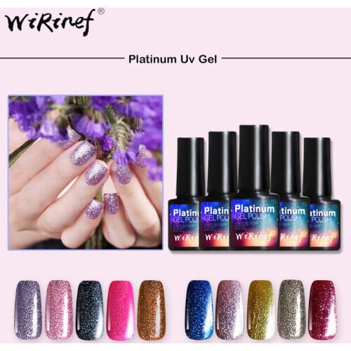 WiRinef Starry Platinum Nail Gel Polish Professional UV Gel Polish 10 Colors 8ml Soak Off uv/led Sequins Nail Gel Lacquer