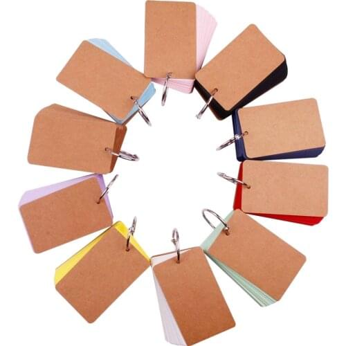 XRHYY 1 Pack Multi Colors Binder Ring Easy Flip Flash Card Kraft Paper Study Cards Bookmark/DIY Greeting Card/Index Card