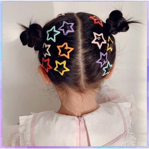 20/30/40pc Girls Cute Colorful Star Hairpins Snap Clips Kids Sweet Hair Ornament BB Clip Barrettes Women Hair Accessories