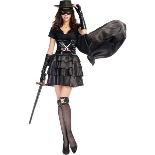 Women Hero Zorro Cosplay Costumes Set 7 Pcs Set Deguisement For Carnaval Halloween Cosplay Costumes