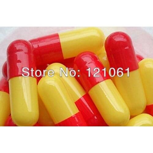 0# 10,000pcs!red-yellow colored empty capsules size 0,hard gelatin empty capsules size 0(joined or seperated capsules)