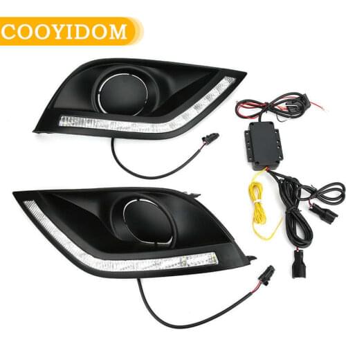 1Pair Car LED DRL Daytime Running light With Yellow Turn Signal Function For Nissan Almera Latio Sunny Versa 2014 2015 2016 2017