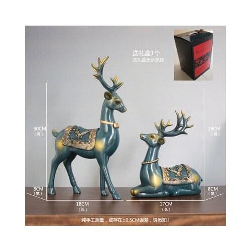 Ancient Moose 1pairs deer Fine gifts Christmas Deer statues Sculpture the longevity Art Home decoration wedding gift