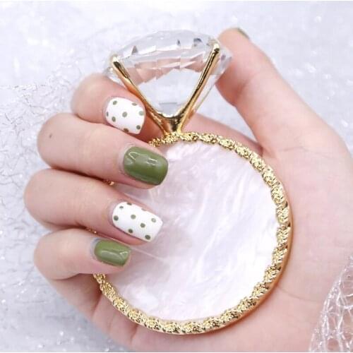 1PC False Nail Art Plate Tips Diamond Display Stand Golden Rim Agate Palette Nail Polish Gel Display False Nail Tools