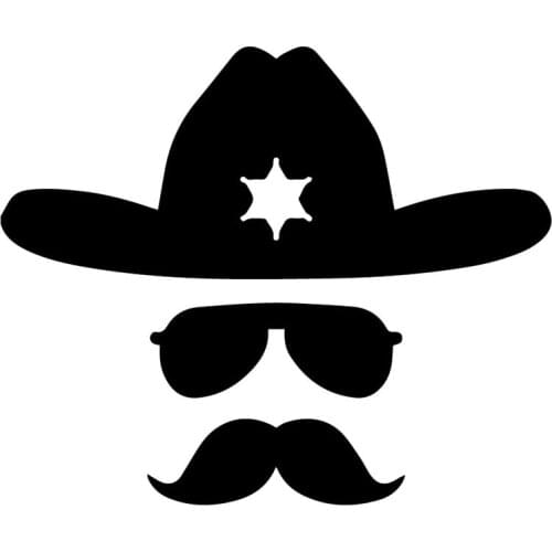 17X14.1CM Sheriff Hat Mustache Car Whole Body Decoration Sticker Accessories