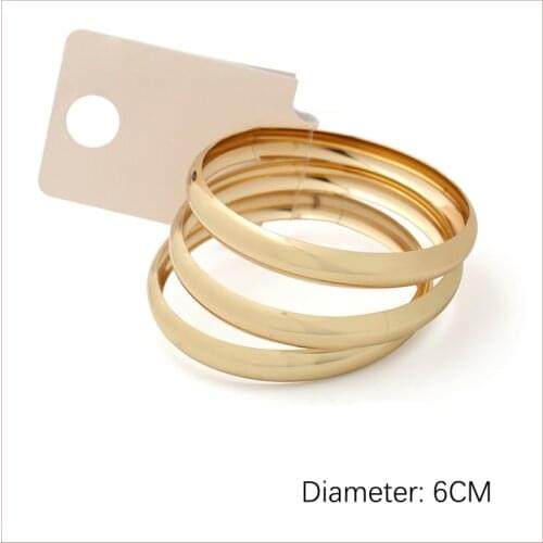 3PCS/Set Punk Style Smooth Gold Color Bangles Bracelet Sets Jewelry for Women Girls Party Wedding Bangles Sets 6CM