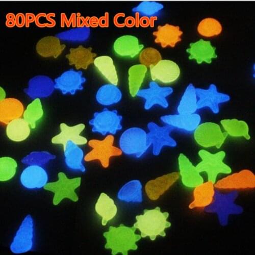 80pcs/set Resin Garden Shell Shaped Outdoor Pebbles Pool Glowing Stones Landscape Luminous Colorful Conch Fish Tank Aquarium
