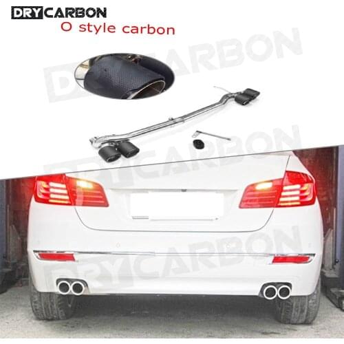 Car Exhaust Tip Stainless Steel Exhaust Pipe Carbon Fiber Tip Fit for BMW 5 Series f10 f18 520 523 528 530 M Sport M tech