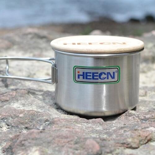 Free shipping Heecn outdoor stainless steel cup& camping cup, stainless steel cup 450ml with wooden cap