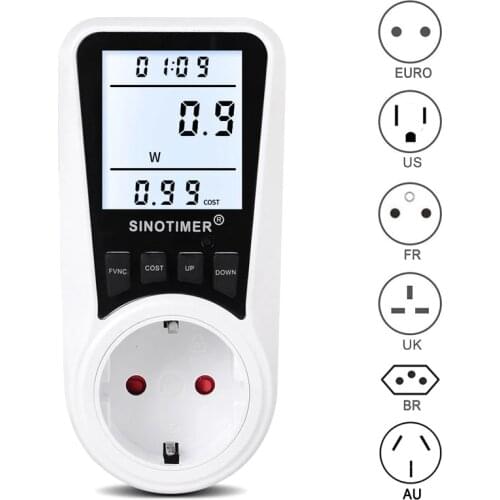 EU UK US BR Plug Power Meter Energy kWh Consumption Digital Wattmeter Watt Analyzer Monitors Measuring Outlet Electricity Socket
