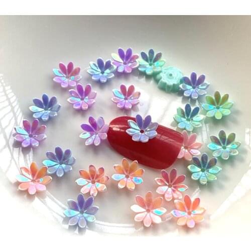 50pcs Flower Nail Art Rhinestone non heat repair flat back acrylic nail stone nail art decoration DIY jewelry making accessories