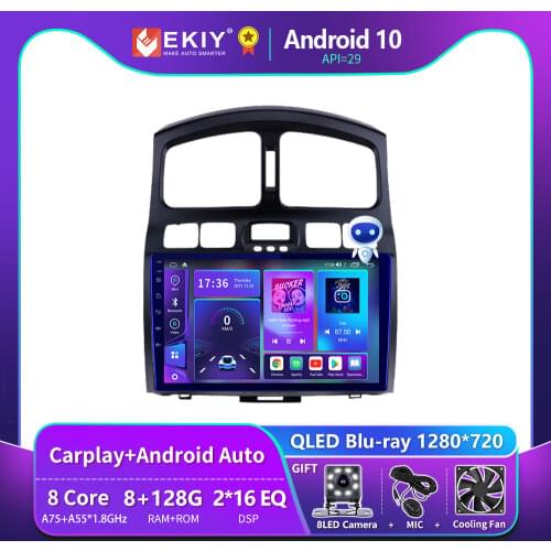 EKIY 9'' Car GPS Player Multimedia Radio For Hyundai Classic Santa Fe 2005 2006-2014 2015 Android 9.0 IPS DSP Auto 2 Din Wifi