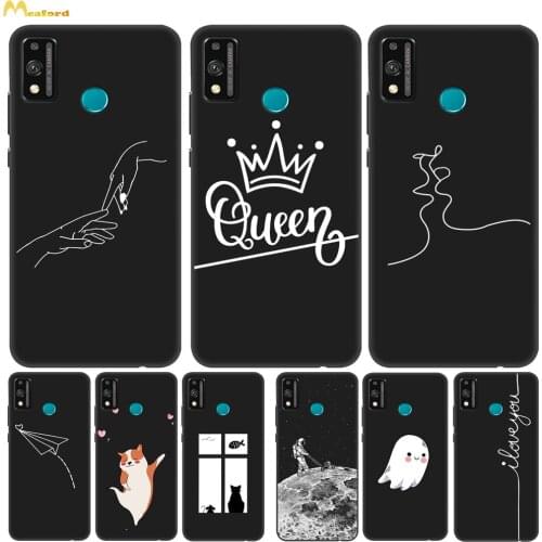 Honor9x Silicone Cover For Etui Honor 9x Lite Phone Cases Honor9 X STK-LX1 TPU Cute Queen Husky Deer Design Fundas Black Bumper