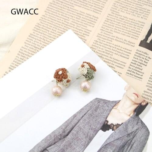 INKDEW Wool Pearl Earrings Flower Pattern Colorful Drop Earrings For Women Personality Small Earrings Fashion Jewelry Gift