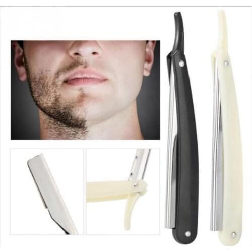 Stainless Steel Barber Knife and Single-sided Blade Set Handle Folding Shaving Barber Knife Shaver Hair Clipper Razor