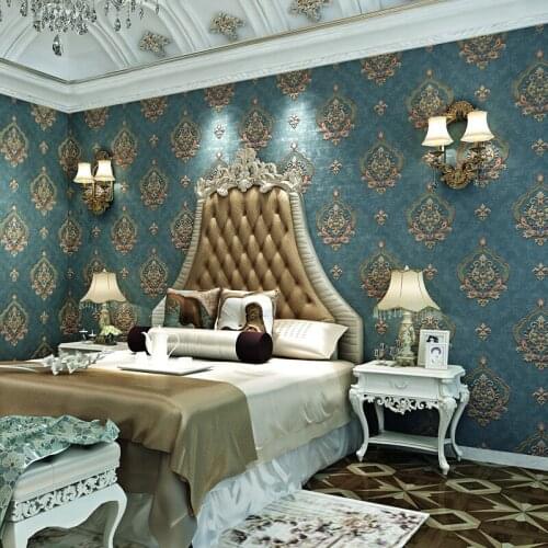 Modern Retro European Style Damask Non-woven Wallpaper 3D Embossed Wall Paper Rolls Bedroom Living Room Sofa TV Background Decor