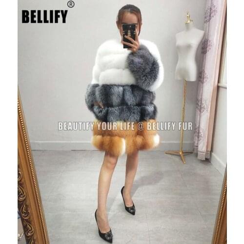 New Real Fox Fur Coat Women Winter Warm Stand Collar Nature Fox Fur Coats Overcoat Female Genuine Furs Jacket