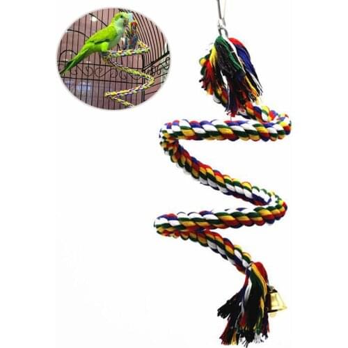 New Parrot Rope Hanging Braided Budgie Chew Rope Bird Cage Cockatiel Toy Pet Stand Training Accessories Conure Swing Supplies
