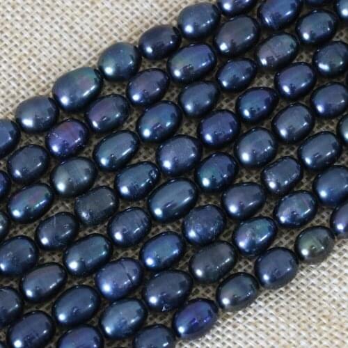 Hot sale real pearl black natural freshwater rice beads fit gifts women buauty Top quality loose jewelry making 15inch B1370