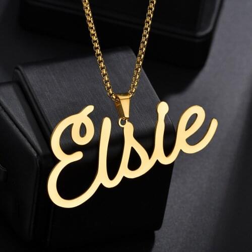 Custom Name Necklace Pendants Simple Letter Number Personalized Stainless Steel Rose Gold Carving Handmade Zodiac Pendants