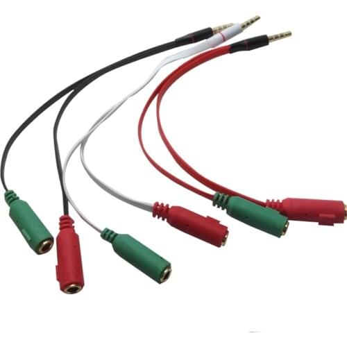 Suitable for mobile phone laptop 3.5mm cent wheat line 2 female 1 male audio transfer cable headset microphone one point two