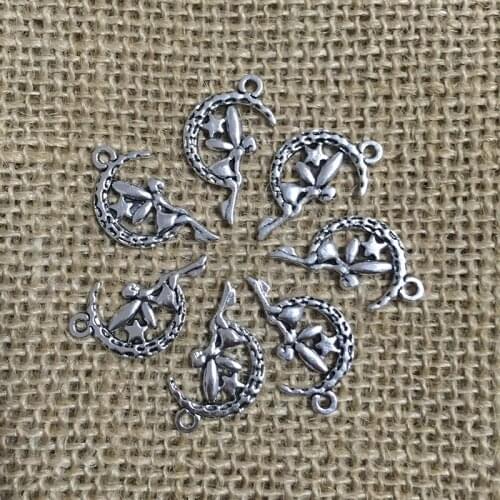 40 Pcs/lot 25x14mm Butterfly Angel Charms for Jewelry Making Antique Silver Plated Pendant for DIY Necklace Bracelets A054