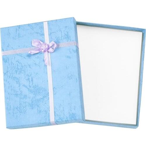 6pcs Rectangle Jewelry Cardboard Boxes with Satin Ribbon Sponge Packaging Box for Necklace Ring Earring Setting 160x120x30mm