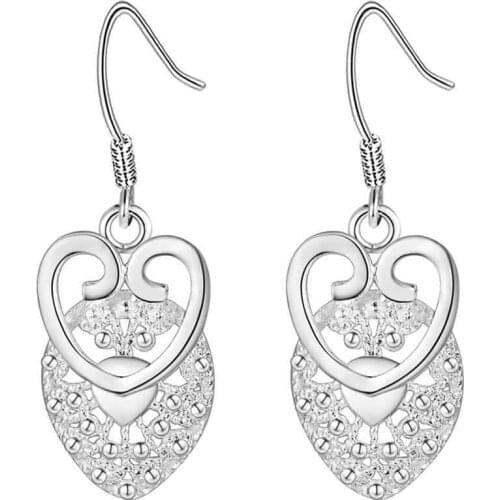 Hot new 925 Sterling Silver Retro heart Earrings for Women Fashion fine Jewelry Christmas Gifts party Wedding fancy earring