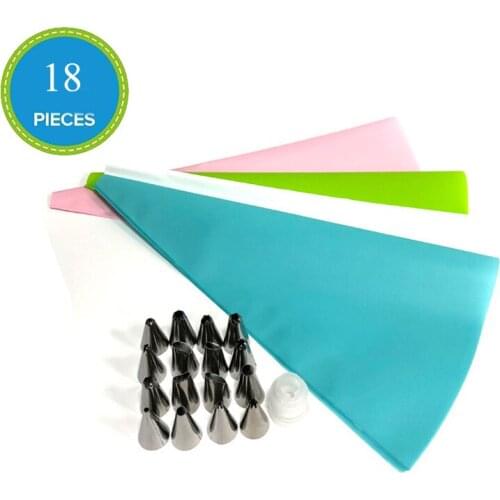 SHENHONG 18Pcs Dessert Cake Decorating Tools Icing Piping Tips Pastry Cream Bag Confectionery Stainless Nozzle Converter Baking