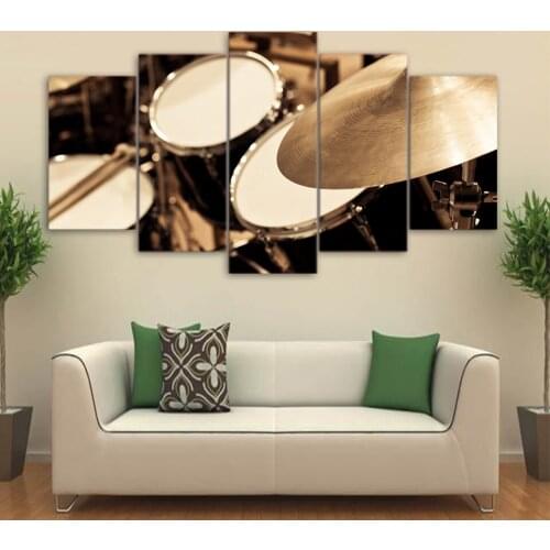 Framework modern Wall Art Painting Canvas HD Printed 5 panel Drum Music Instrument Wall for Living Room Modular Pictures